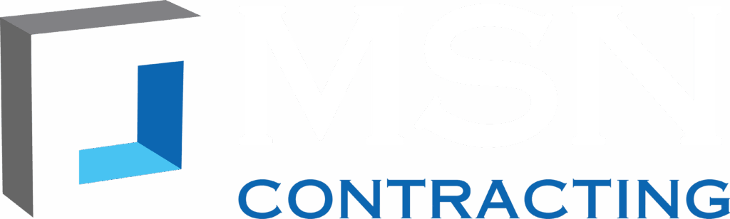 MSN Consulting / Contracting A geometric blue and gray 3D logo appears to the left of the text "MSN CONTRACTING" on a white background. Timmins, Ontario